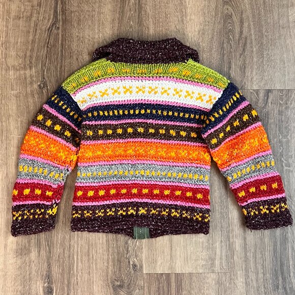 Yarina Threads Handmade Cotton/Wool Colorful Sweater Jacket Sz 2T/3T - Picture 7 of 8